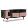 Conjunto Sala De Estar Rack Retro Pet Angora+Painel Home Para Tv 55"Eyre-grafito/rose- Cinza - 4