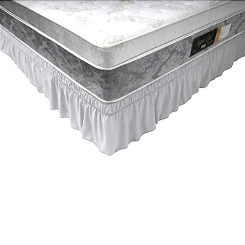 Saia Box Solteiro com 2 Elásticos e Babado 88x188x38cm Branco