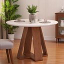 Ver imagem 1 de Mesa de Jantar Tampo Redondo Chanfrado Curvo Mad/vid 103cm Kiara Freijó Off White- Mabe Magazine