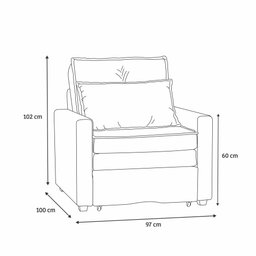 Poltrona Cama Solteiro Assento Dobrável Suede Cinza Sleep - Larbelle - 4