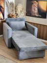 Ver imagem 3 de Poltrona Cama Solteiro Assento Dobrável Suede Cinza Sleep - Larbelle
