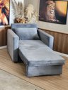 Ver imagem 2 de Poltrona Cama Solteiro Assento Dobrável Suede Cinza Sleep - Larbelle