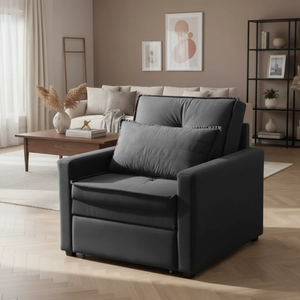 Poltrona Cama Solteiro Assento Dobrável Suede Cinza Sleep - Larbelle