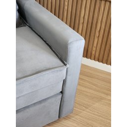 Poltrona Cama Solteiro Assento Dobrável Suede Cinza Sleep - Larbelle - 8