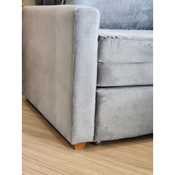 Poltrona Cama Solteiro Assento Dobrável Suede Cinza Sleep - Larbelle - 7