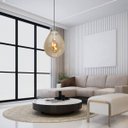 Ver imagem 2 de Lustre Pendente Sala Cristal e Vidro Âmbar 50x60cm