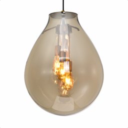 Lustre Pendente Sala Cristal e Vidro Âmbar 50x60cm - 3