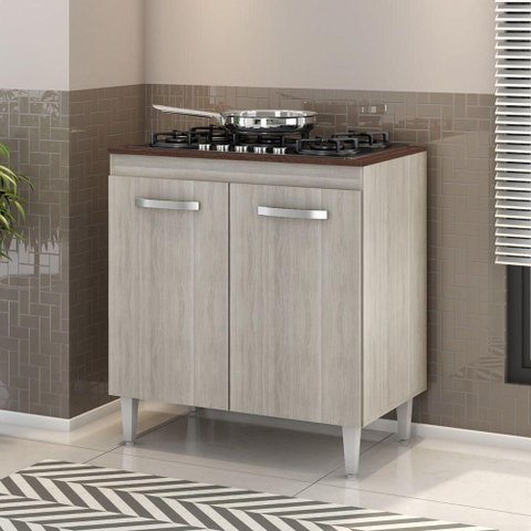 Balcão para Cooktop 4 e 5 Bocas Montana Hr Móveis 2 Portas – Elmo/Elmo