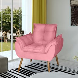Poltrona Opala Decorativa Suede Rosa Dal Poz Estofados - 1