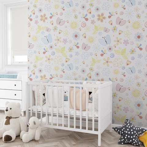Papel de Parede Infantil Decoração Borboletas Encantadas Gh Papel de Parede 3,5m