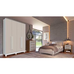 Guarda Roupa New Paranoá com 4 Portas e 2 Gavetas Móveis Rimo Branco/off White - 3