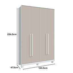 Guarda Roupa New Paranoá com 4 Portas e 2 Gavetas Móveis Rimo Branco/off White - 8
