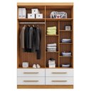 Ver imagem 6 de Guarda-Roupa Casal 4 Portas 4 Gavetas Majestic Marrom/Freijó/Off-White