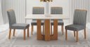 Ver imagem 1 de Conjunto Jantar 4 Cadeiras 1,20x80 Izabelle - Arbo Design- Cinamomo Off White Linho Cinza