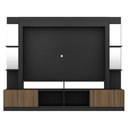 Ver imagem 3 de Estante Tv 65" Prateleiras C/ Espelho Oslo Multimóveis V3393 Preta/Madeirada Preto/Madeirado