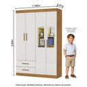 Ver imagem 5 de Guarda-Roupa 4 Portas 2 Gavetas com Espelho Infantil Perola Off White/Cinamomo-Off