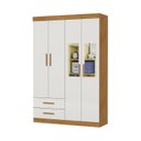 Ver imagem 3 de Guarda-Roupa 4 Portas 2 Gavetas com Espelho Infantil Perola Off White/Cinamomo-Off