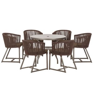 Mesa e 6 Cadeiras e Noronha Marrom E9 Trama Original Marrom
