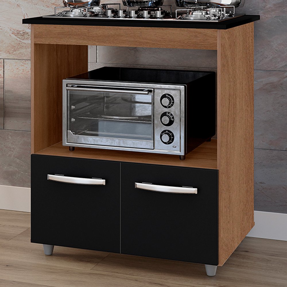 Balcao para Cooktop 4 Bocas Elisa Savana Preto Mobbs - 2