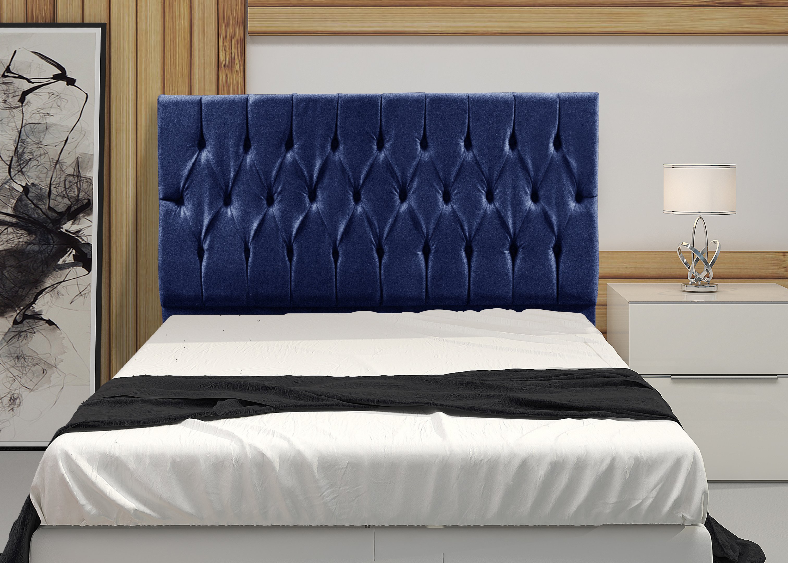 Cabeceira Casal 1,40m Madrid Suede Azul Marinho Dal Poz Estofados - 1