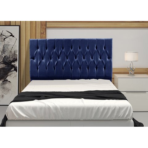 Cabeceira Casal 1,40m Madrid Suede Azul Marinho Dal Poz Estofados