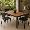 Ver imagem 3 de Conjunto Sala de Jantar Mesa Retangular 4 Lugares com 4 Cadeiras Monaco Rattan - Preto