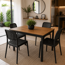 Ver imagem 1 de Conjunto Sala de Jantar Mesa Retangular 4 Lugares com 4 Cadeiras Monaco Rattan - Preto