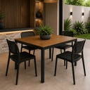 Ver imagem 2 de Conjunto Sala de Jantar Mesa Retangular 4 Lugares com 4 Cadeiras Monaco Rattan - Preto