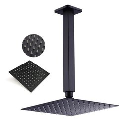 Ducha Chuveiro Inox Quadrado 20x20 Suporte Teto Preto Fosco Luxo Piscina Banheira Area Externa - 1