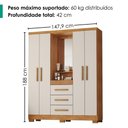 Ver imagem 3 de Guarda Roupa com Capela 4 Portas 3 Gavetas 148 cm Lyon Cedro Areia Rudk