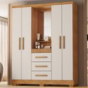 Ver imagem 2 de Guarda Roupa com Capela 4 Portas 3 Gavetas 148 cm Lyon Cedro Areia Rudk