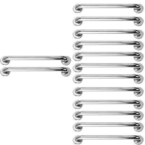Barra Alça Apoio 50cm Aço Inox Kit 14 Uni Idoso Acessibilidade Gestante Cadeirante Segurança Anti Qu