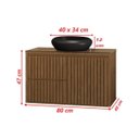 Ver imagem 7 de Gabinete  Banheiro Ripado 80 Freijó com Pia Preta