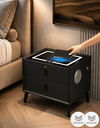 Ver imagem 2 de Mesa de Cabeceira Inteligente com Cofre Biométrico e Som Preto LED 2 Gavetas