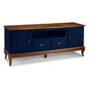 Ver imagem 1 de Rack para Sala com Pés Luis Xv 2 Portas 2 Gavetas e Nicho 60812m Hannover - Azul /imbuia Glazer