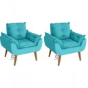 Ver imagem 1 de Kit 02 Poltrona Opala Azul Turquesa