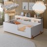 Cama de Criança Infantil Doçura Branca Juvenil Acompanha Uma Luminária + Colchão - 1