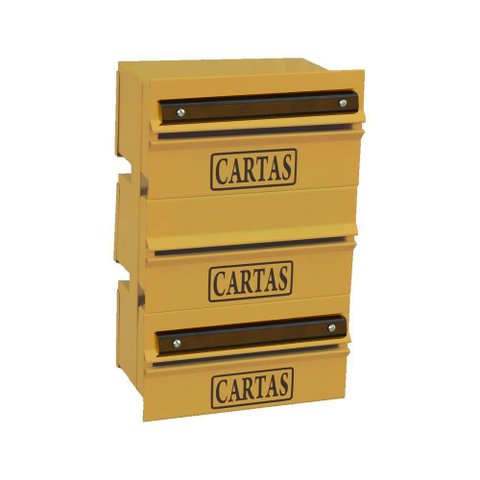 Caixa Correio Condomínio Detrás para Grade Amarela 3 Módulos