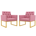 Ver imagem 1 de Kit 2 Poltronas Decorativas para Estúdio e Salão Base Metal Rose