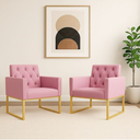 Ver imagem 2 de Kit 2 Poltronas Decorativas para Estúdio e Salão Base Metal Rose