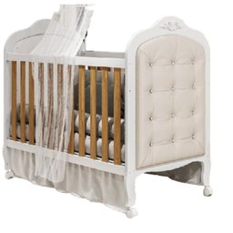Kit Peroba Berço Elô Branco/amendoa com Capitonê Corino Bege - 1