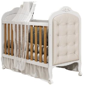 Kit Peroba Berço Elô Branco/amendoa com Capitonê Corino Bege