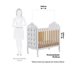 Kit Peroba Berço Elô Branco/amendoa com Capitonê Corino Bege - 5