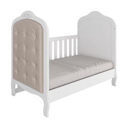 Kit Peroba Berço Elô Branco/amendoa com Capitonê Corino Bege - 3