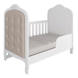 Kit Peroba Berço Elô Branco/amendoa com Capitonê Corino Bege - 2