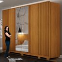 Ver imagem 2 de Guarda Roupa Casal Evo 6 Portas com Espelho Cinamomo com Cômoda San Marino 8 Gavetas Cinamomo Off-wh