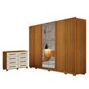 Ver imagem 1 de Guarda Roupa Casal Evo 6 Portas com Espelho Cinamomo com Cômoda San Marino 8 Gavetas Cinamomo Off-wh