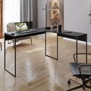 Ver imagem 2 de Mesa de Escritório em L Home Office Start 118x90cm Estilo Industrial Preto - Desk Design