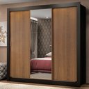 Ver imagem 1 de Guarda-Roupa Casal Madesa Mônaco 3 Portas de Correr com Espelho Preto/Rustic Cor:Preto/Rustic