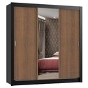Ver imagem 2 de Guarda-Roupa Casal Madesa Mônaco 3 Portas de Correr com Espelho Preto/Rustic Cor:Preto/Rustic
